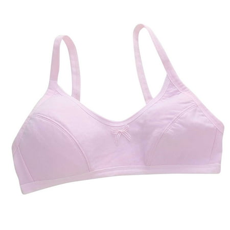 CAICJ98 Girls Training Bra Teen Bras Everyday Big Kids Padded Bra with Adjustable Straps Pink One Size(10-16Y)