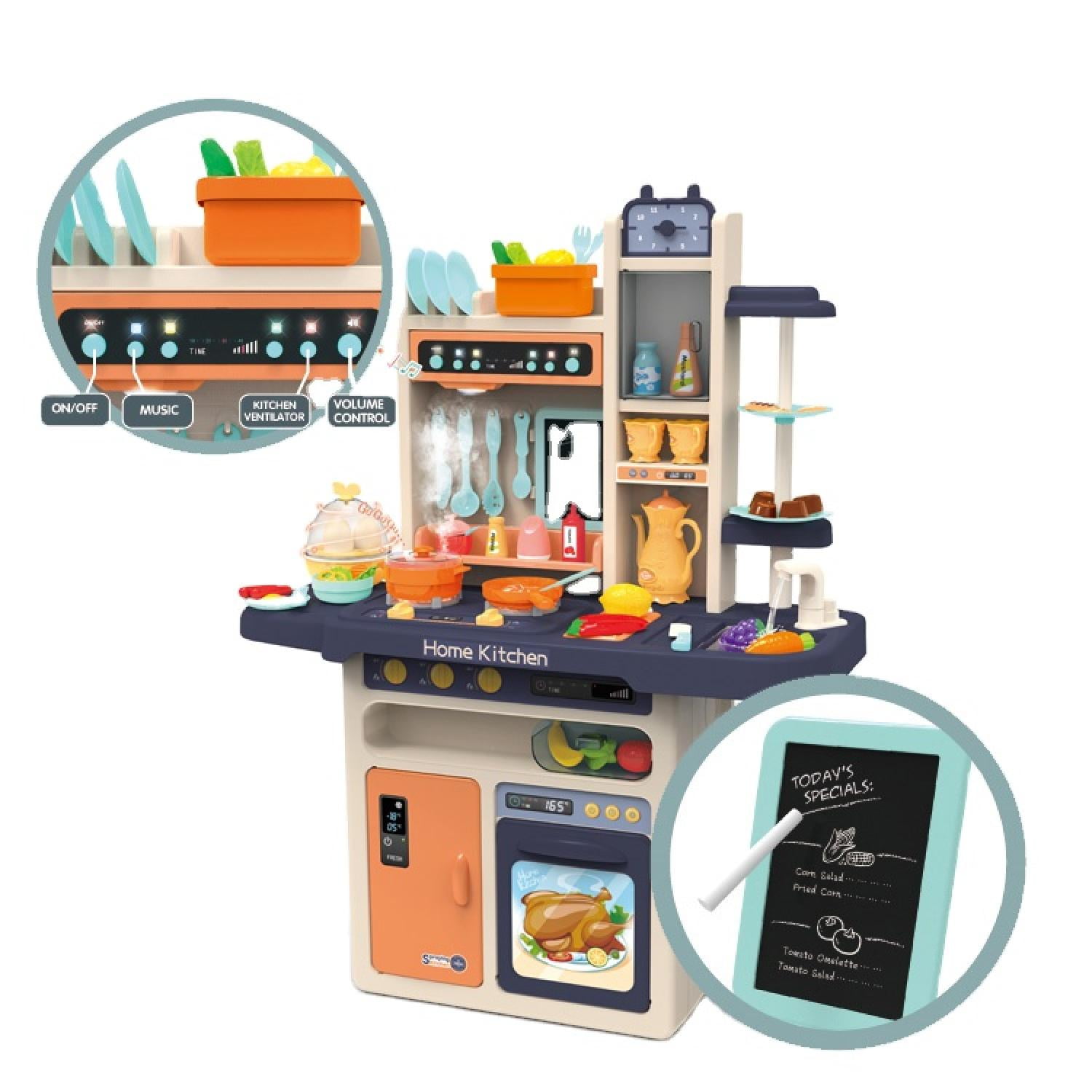 Juguete Cocina 65 Piezas Luz Sonido Azul 93Cm