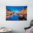 thumbnail image 1 of Urban Tapestry, Entertainment District Denmark Nyhavn Canal Copenhagen River Boats Shops Attraction, Wall Hanging for Bedroom Living Room Dorm Decor, 60W X 40L Inches, Multicolor, by Ambesonne, 1 of 2