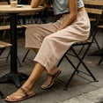 thumbnail image 4 of KIHOUT Women Summer High Waisted Wide Leg Capri Pants Solid Color Drawstring Elastic Waist Casual Cropped Trousers with Pockets Loose Fit Beach Pants, 4 of 9