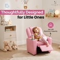 thumbnail image 6 of Naomi Home Suri Kids Recliner Chair for Toddlers Ages 3–5, Adjustable Reclining Chair for Kids with Push-Back Recline, Cup Holder, Footrest, Solid Hardwood Frame, 150 lb Capacity, Pink, 6 of 10