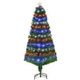 thumbnail image 1 of HOMCOM 5FT Pre-lit Artificial Christmas Tree with LED Lights and Fiber Optics, Xmas Holiday Decoration, Green, 1 of 10