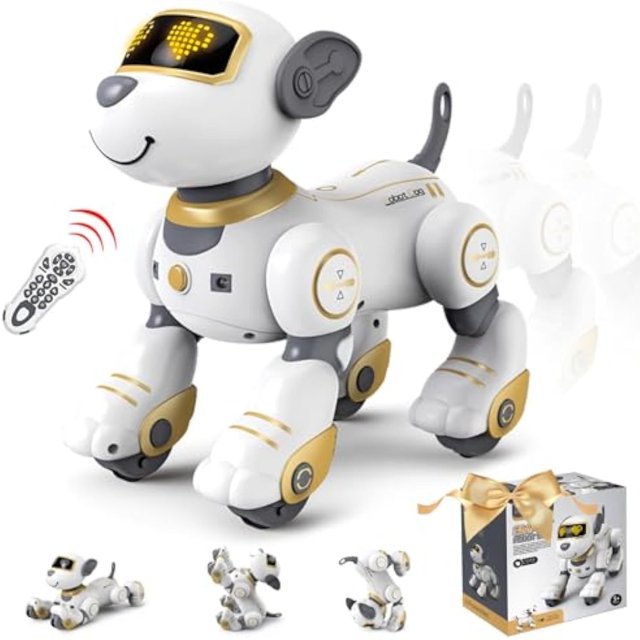 Jouet Robot Chien Télécommandé pour Enfants, Jouet Chiot Robot Interactif Intelligent Programmable, avec Fonction Chant, Danse et Marche Jouet Chien Robot Télécommandé Cadeau d'Anniversaire pour Garçons Filles