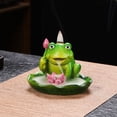 thumbnail image 3 of Hzzsbu 1 Pc Ceramic Frog Incense Holder with Lotus Leaf Tray Small Cute Animal Statue Aromatherapy Incense Burner Home Ornament, 3 of 7