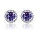 thumbnail image 1 of Aros con Halo de Piedra Natal de Junio y Alejandrita de Corte Redondo de 1,25 Quilates en Oro Blanco de 18 K sobre Plata JeenMata, 1 of 5