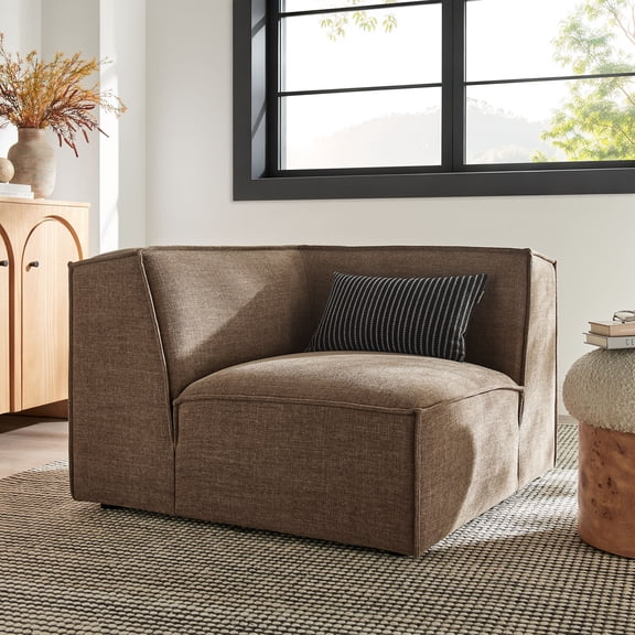 Restore Performance Fabric Upholstered Modular Corner Chair in Mocha