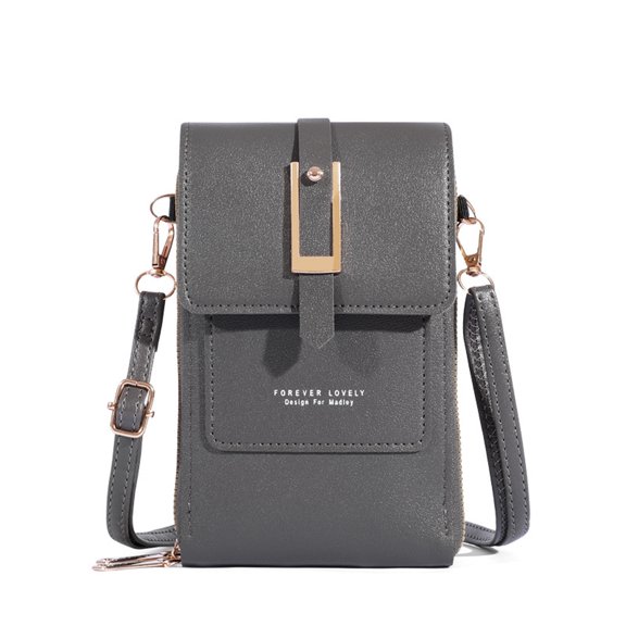 Women's Touchscreen Phone Purse - Mini Leather Crossbody Bag with Clear Window, Card Slots & Shoulder Strap - Holds Phone, Cards, Cash, Keys - Lightweight Travel Wallet for Women
