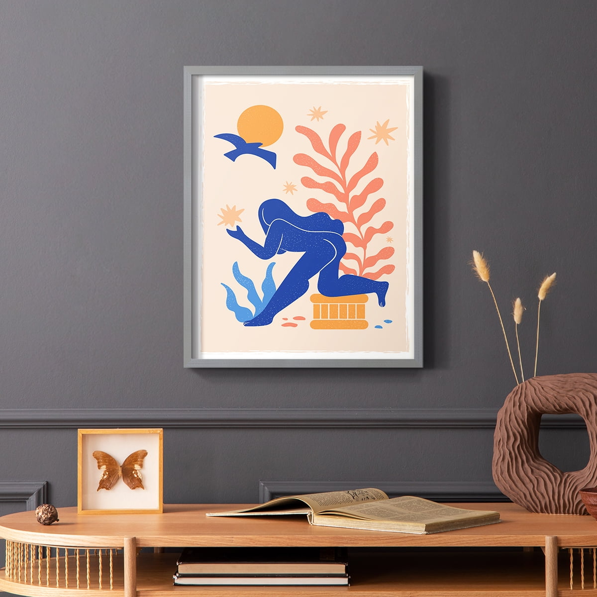 Matisse CDLXI in Gray Solid Wood Framed Print No Nail Hanging