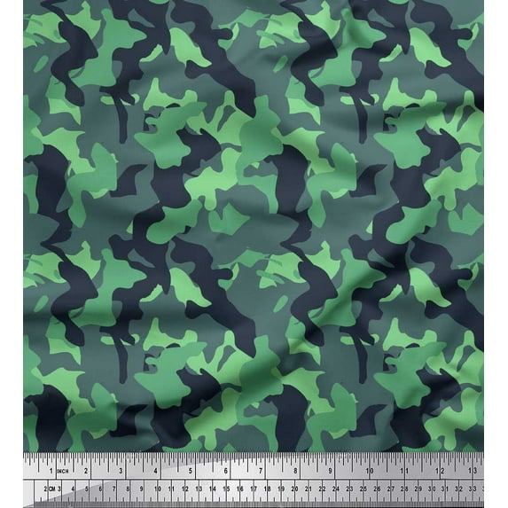 Soimoi Poly Georgette Fabric Two Tone Camouflage Print Sewing Fabric Yard 52 Inch Wide