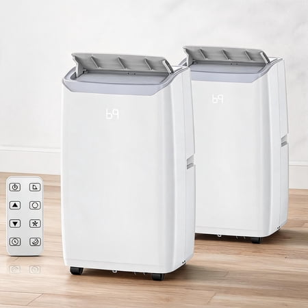 Versatile 4-in-1 Portable Air Conditioner 14000 BTU – Quiet Cooling, Dehumidifier, Fan, Auto-Swing, Remote, 24H Timer, Window Kit – Cools Up to 750 Sq. Ft – Home or Office – 2-Pack
