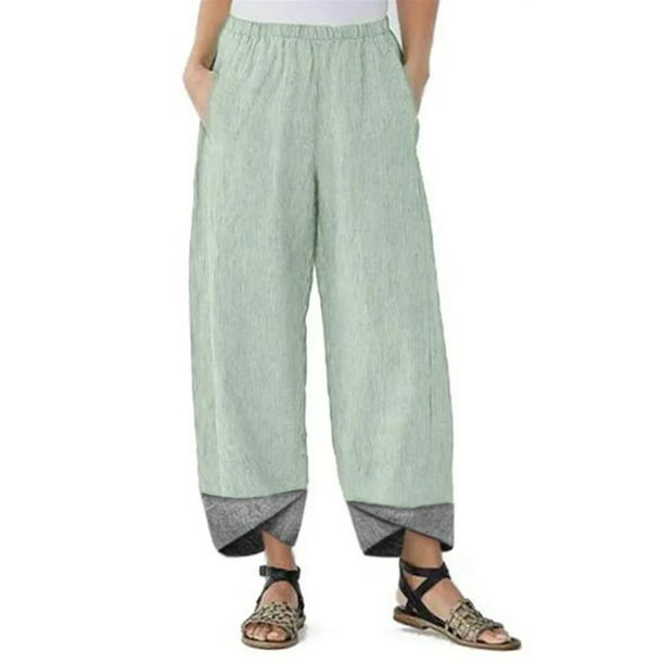 KaLI_store Parachute Pants,Women's Tapered Pants 100% Linen Drawstring Back  Elastic Waist Ankle Length Pants - Walmart.com
