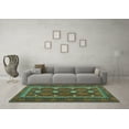 thumbnail image 3 of Ahgly Company Machine Washable Indoor Round Oriental Turquoise Blue Traditional Area Rugs, 6' Round, 3 of 4