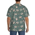 thumbnail image 5 of Xecao offers the Hedgehogs and Flowers for Men's Casual Short-sleeved Shirt, a button-up collared shirt with a pocket, perfect for beach vacations and yacht travel in the 4X-Large size., 5 of 7