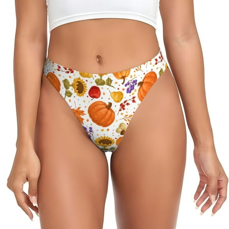 Rateoe Autumn Plants Pattern Seamless Women Underwear Thongs No Show Ladies Thong No Line Breathable Comfortable Panties Undies for Women-X-Small