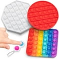 thumbnail image 1 of 4 Pcs Jouet Sensoriel à Bulles Push Pop Fidget - Simple Dimple Pop Its Fidget Toy Arc-en-Ciel Carré Cercle Rouge et Hex Blanc Combo, 1 of 6