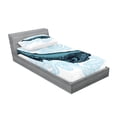 thumbnail image 2 of Ambesonne Animal Fitted Sheet & Pillow Sham Set, Whale with Striped Wave, Twin, White Dark Blue and Blue, 2 of 2