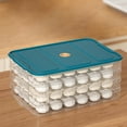 thumbnail image 1 of Recipiente apilable para dumplings con tapa | Juego de 3 piezas para congelador y refrigerador | Contenedores organizadores de alimentos para refrigerador | Cajas de plástico azules, 1 of 7