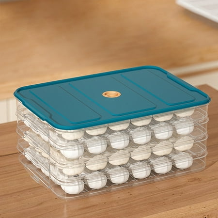 Tiitstoy Dumpling Organizer Freezer Box Refrigerator Organizer Bins,Food Storage Containers with Lids Dumpling Storage Box Layer Stackable Food Storage Tray Organizer F Blue
