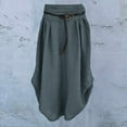 thumbnail image 2 of asdoklhq Maternity Dress,Women's Fashion Casual Solid Loose Sashes Mid-Calf Cotton Linen Skirt, 2 of 3