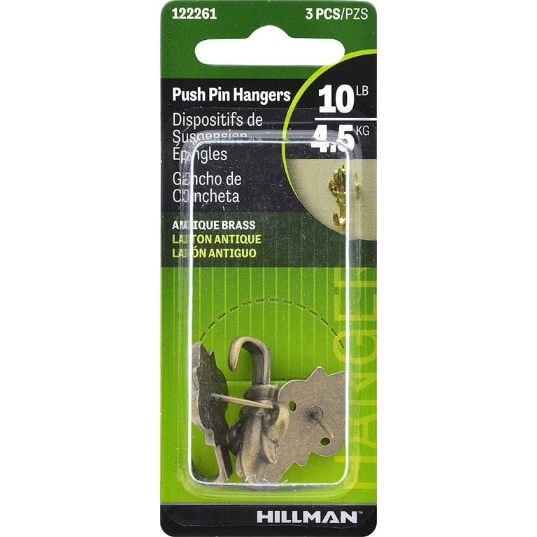 Hillman AnchorWire Brass-Plated Gold Push Pin Picture Hook 10 lb 5 pk Hillman AnchorWire Brass-Plated Gold Push Pin Picture Hook 10 lb 5 pk