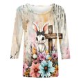 thumbnail image 5 of Xuyuer Happy Easter Family Matching Shirt Women Easter Sunday T-Shirt Leisure Print Round Neck Three Quarter Sleeve 3/4 Sleeve T-shirt Loose Cute Tie Dye Bunny Graphic Tee, 5 of 5