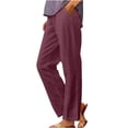 thumbnail image 2 of yunLCZ Women's Straight Leg Pants High Wa Women's Spring And Summer Casual Cotton And Linen Long Pants, 2 of 4