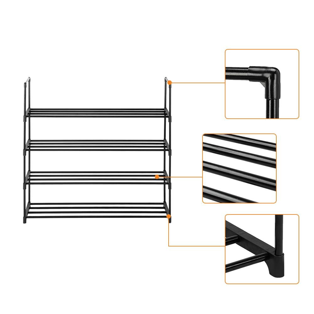 Ekisemio 5-Tier Shoe Rack Organizer, Stackable & Adjustable Shoe Shelf  Storage, Heavy Duty Metal Wire, Black