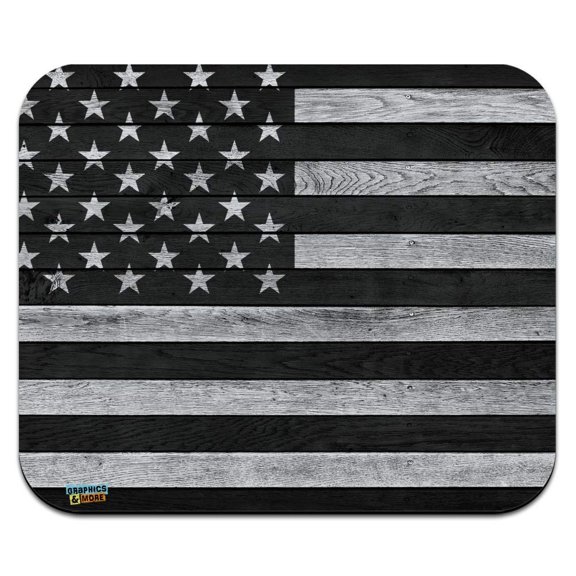 Rustic Subdued American Flag Wood Grain Design Low Profile Thin Mouse Pad Mousepad