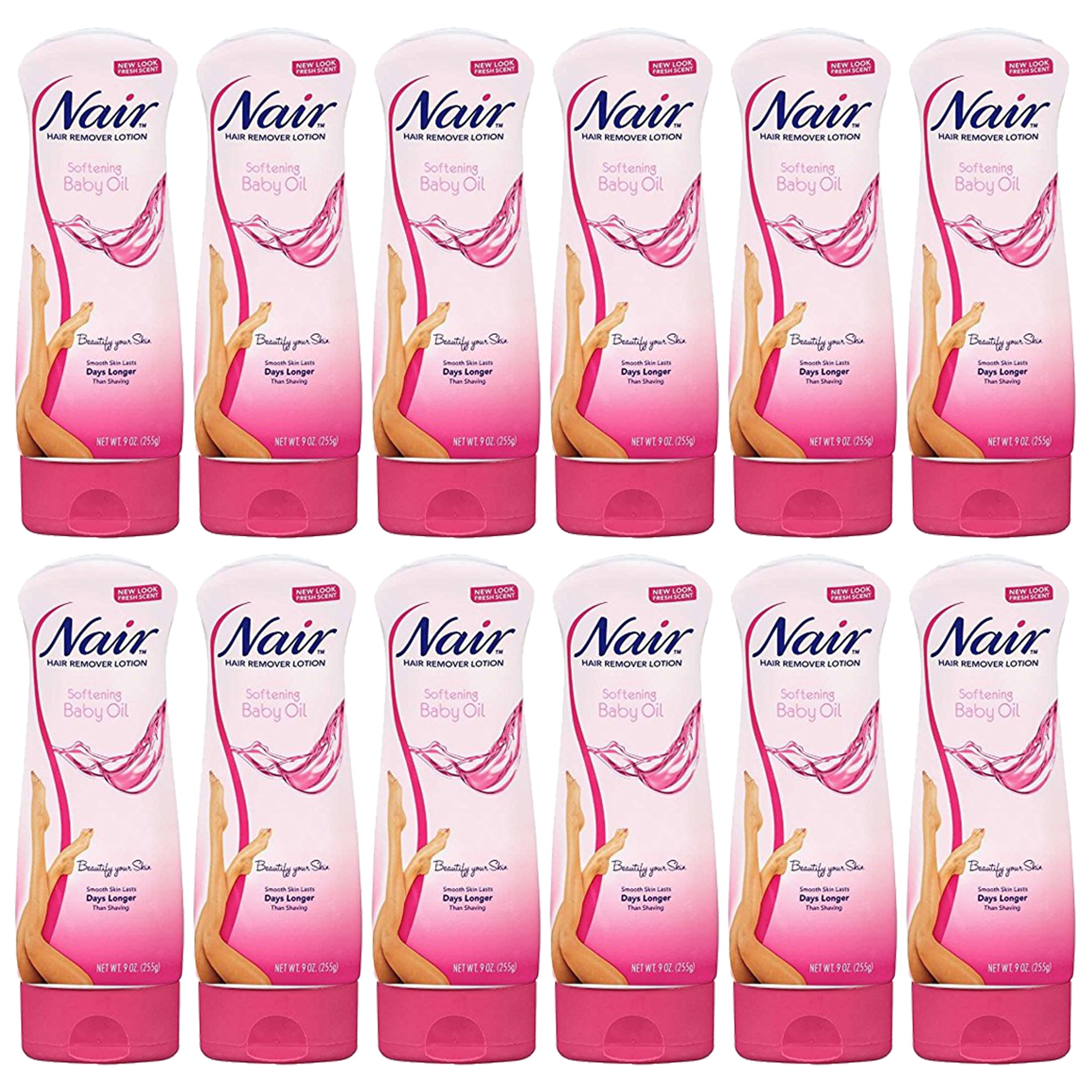 Pack of (12) Nair Hair Remover Lotion with Baby Oil, For smooth And