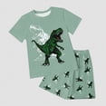 thumbnail image 2 of HCNTES Toddler Baby Boys Clothes Cartoon Cotton Summer Short Sleeve T-Shirt and Shorts Kids Outfit Set(Dark Green,11-12 Years), 2 of 4