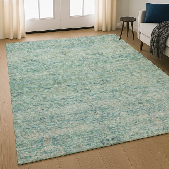 Addison Rugs Mayfield Premium Machine Washable Traditional Global Teal Rectangle Rug, 10' X 14' Machine Washable Traditional Global Teal Oversized Sherpa Throw Blanket