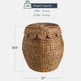 thumbnail image 3 of Best Choice Products Scalloped Water Hyacinth Storage Tote Basketwith Lid - Chestnut, 3 of 10