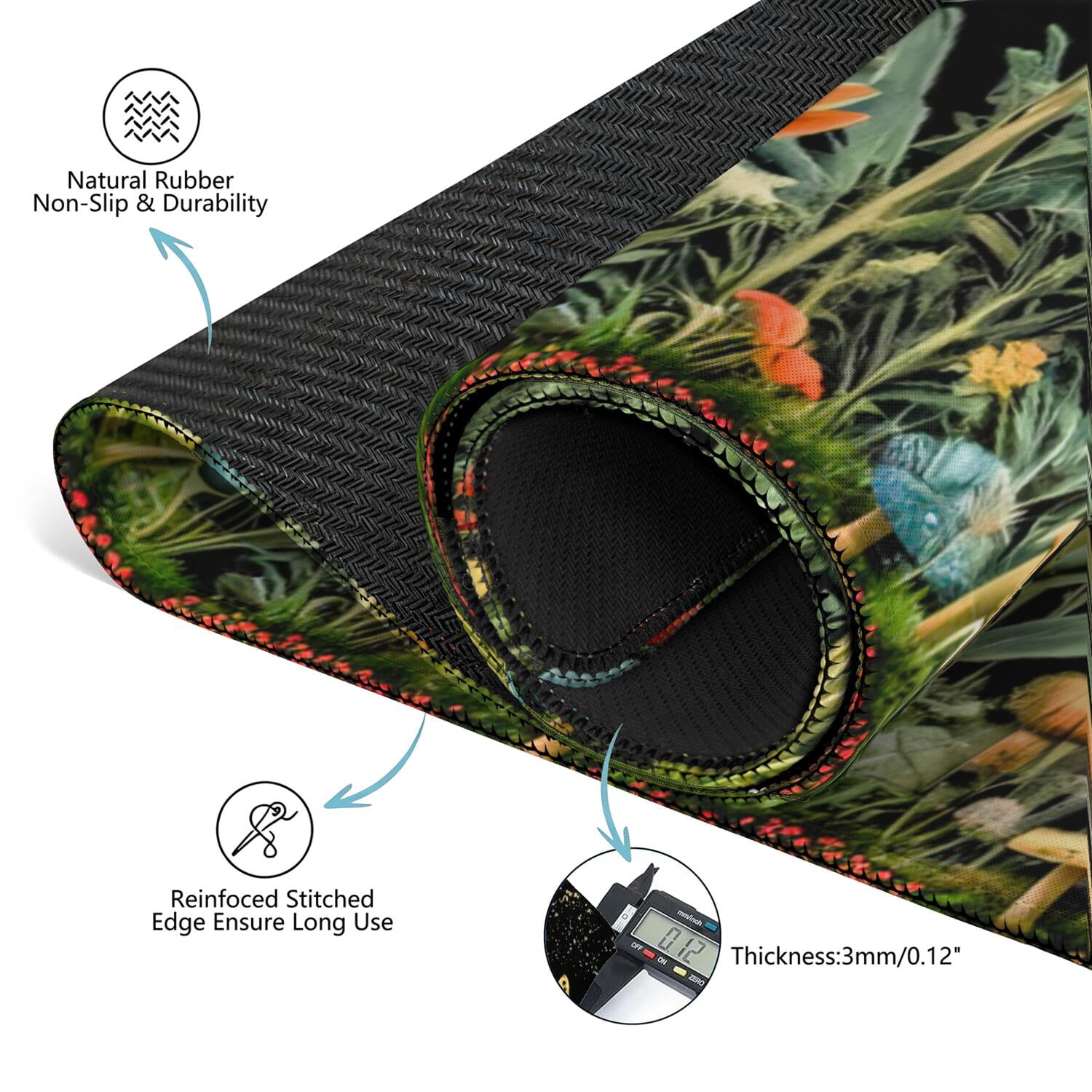 Botanical Pattern Mahjong Mat 31.5x31.5 Inches Crafted from Premium Rubber with Anti-Slip Grip Surface and Noise Dampening Features for Tiles Cards Games