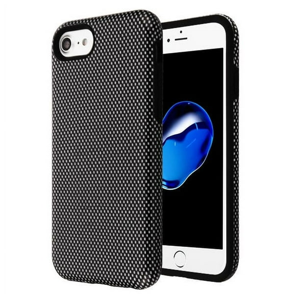 Apple iPhone 8, iPhone 7, iPhone 6 /6S Phone Case Slim Hybrid Shockproof Impact Rubber Dual Layer Rugged Protective Hard PC Bumper TPU Carbon Fiber Black Cover BLACK Case for Apple iPhone 8, 7, 6S, 6