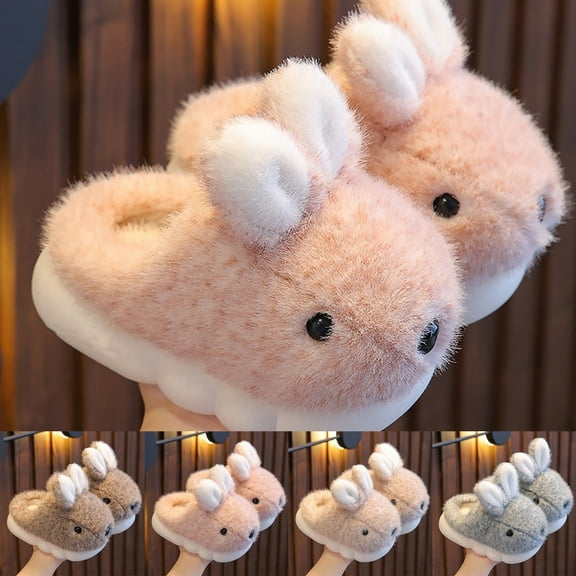 Toddler Slippers Girl Kids Rabbit Slippers Cozy Indoor Outdoor Soft Lined Booties With Heel Cover Toddler House Slippers Light Pink