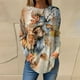 thumbnail image 2 of Camisetas para Mujer SCZ Otoño Casual Camisas de Manga Larga Sudadera Retro Impresión Naranja 2XL, 2 of 5