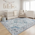 thumbnail image 2 of Janvonne Bohemian Area Rug, Low-pile Washable Non-Slip Boho Carpet for Living Room Bedroom Nursery,Pet Friendly，Home Decoration,Blue Grey, 5'x7', 2 of 8