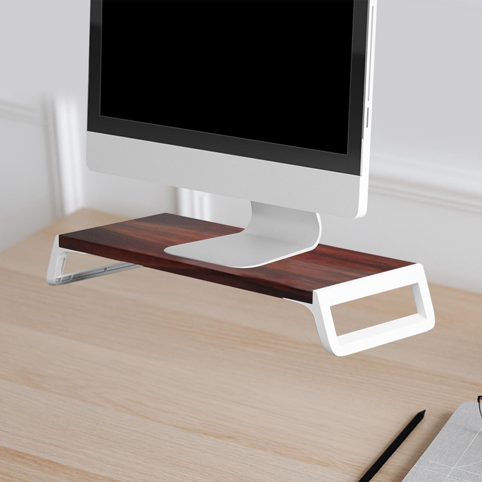 Wzmzjy Computer Monitor Riser, Monitor Stand Desk for Printer Monitor Desktop Shelf for brown and white