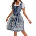 thumbnail image 5 of LEKODE oktoberfest outfits women dirndl dress Bavarian Dress tracht dress Womens Dress Germany Short Sleeve Dirndlbluse Blouse Dress Stage Performance Dress Dark Blue L, 5 of 8