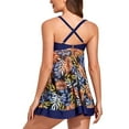 thumbnail image 4 of Women Tankini Swimsuits Deep V Neck Swimming Dress With Boyshorts 2Pcs Suits Summer Bikini Swimwear Floral Gauze Dress, 4 of 8
