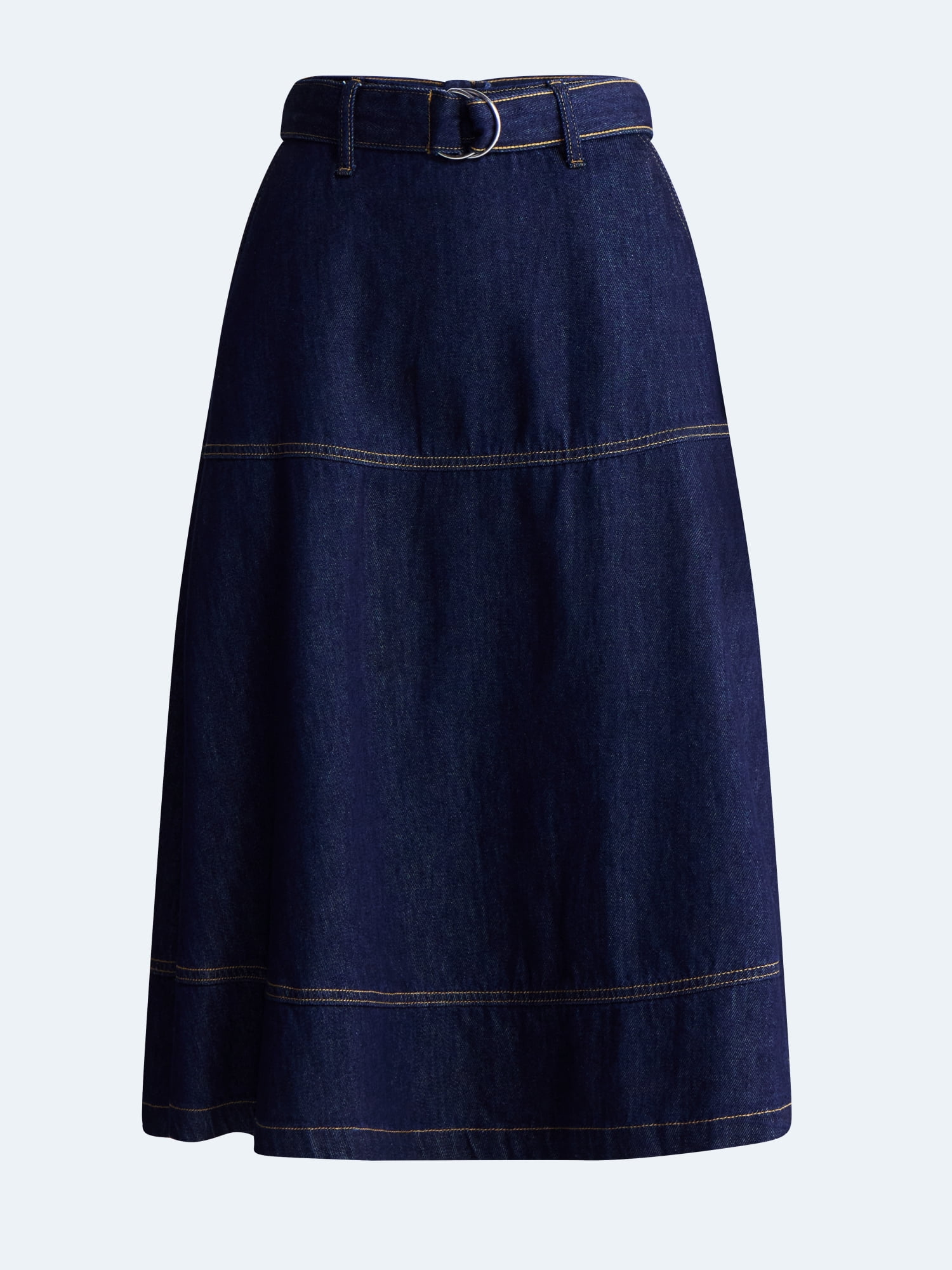 Free Assembly Women's Belted Denim Panel Skirt, Sizes 0-20