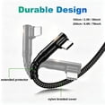 thumbnail image 2 of Cable Right Angle,USB cable 6.6FT,2 Pack USB‑A to USB‑C Right Angle USB C Cable, 60W Fast Charging & Data Sync Cord (Black), 2 of 6