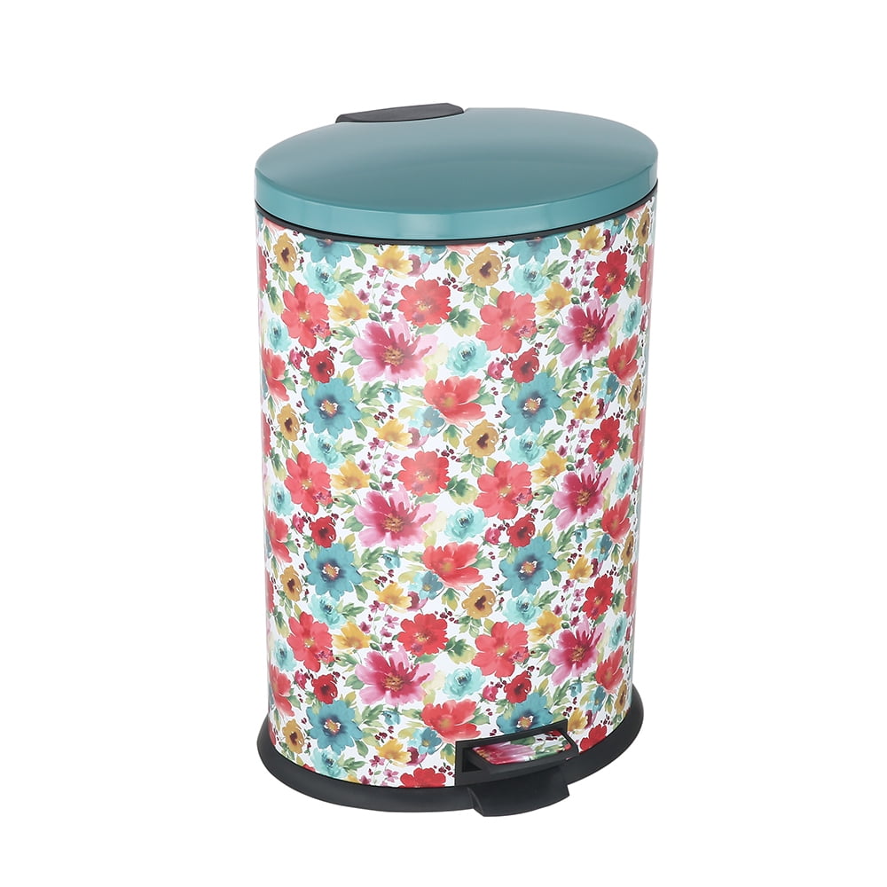 The Pioneer Woman Breezy Blossom Stainless Steel 10.5 gal & 3.1gal Trash Can Set 