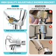 thumbnail image 4 of Cabezal de ducha de 6 posiciones con cabezal de ducha de mano Jdo de alta presión Juego de cabezal de ducha desmontable cromado de 4,7 pulgadas con manguera de acero inoxidable de 59 pulgadas y soport, 4 of 6