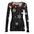 thumbnail image 6 of Womens Christmas Shirts Xmas Printed Round Neck Ribbed Knit Slim Fit Christmas Tee Tops Fall Winter Trendy Outfits, 6 of 6