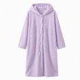 thumbnail image 2 of Ghalytn Womens Waffle Knit Hooded Robe Button Front Long Mid Calf House Coat Loungewear, 2 of 8