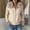 Beige, variant on Women Zip Up Jacket Faux Fur Collar Knitted Cardigan Short Coat for Autumn Winter Casual Wear