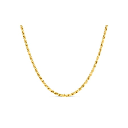 18k Gold Over Sterling Silver Rope 080 Gauge Chain Necklace 30 Inches