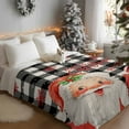 thumbnail image 3 of Flannel Fleece Throw Blankets Vintage Santa Claus Throws Blankets, Snowflakes on Black White Plaid Lightweight Soft Warm Blanket for Couch Sofa Bed Living Room All Season Use, 40x50in, 3 of 9
