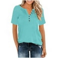 thumbnail image 4 of UQJfacai Womens V Neck Henley Tops Plus Size Raglan Tunic T Shirts Summer Short Sleeve Loose Casual Basic Tees Shirts S-5XL, 4 of 8